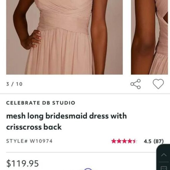 David’s Bridal mesh long bridesmaid dress with crisscross back - Picture 3 of 6